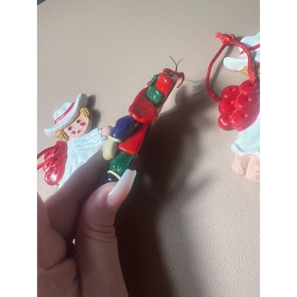 Lot Of 3 Christmas Expressions Ceramic Cowboy Hanging Ornaments Holiday - Picture 5 of 9